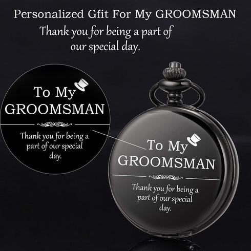 Engraved Pocket Watch for Wedding Groomsmen